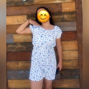 Floral Blue and White romper